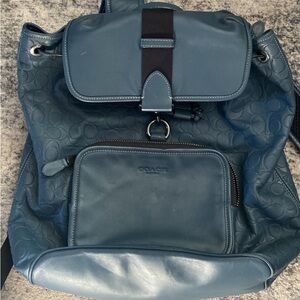 Coach Blue Leather Backpack